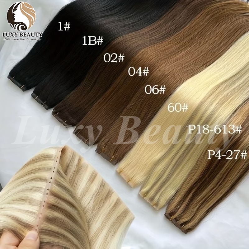 Invisible Tape In Extensions Real Hair - Bruine vlinderhaarextensions met weeftjes, recht, onzichtbaar,