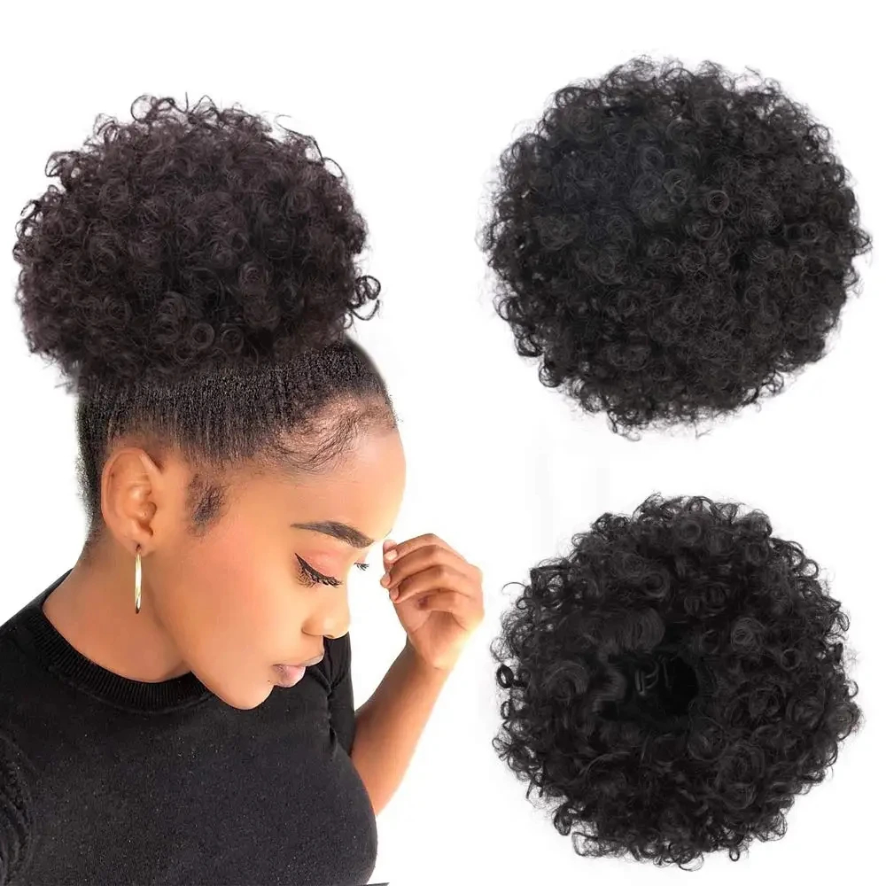 Drawstring Afro Curly Puff Ponytail - Afro Puff Trekkoord Paardenstaart Extensie Voor