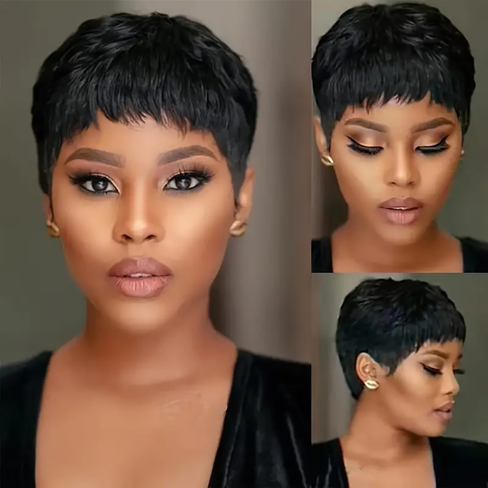 Short Pixie Cut Wig Human Hair Cheap - Korte Rechte Menselijk Haar Pruiken Natuurlijke