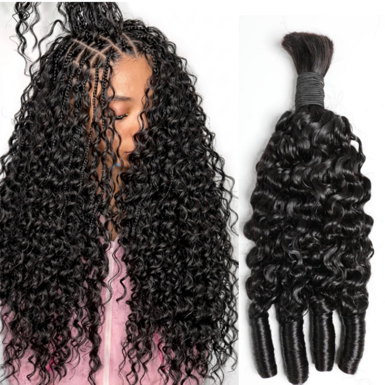 Water Wave Bulk Human Hair For Braiding - Menselijk vlechthaar voor boho-vlechten Birmese krullende