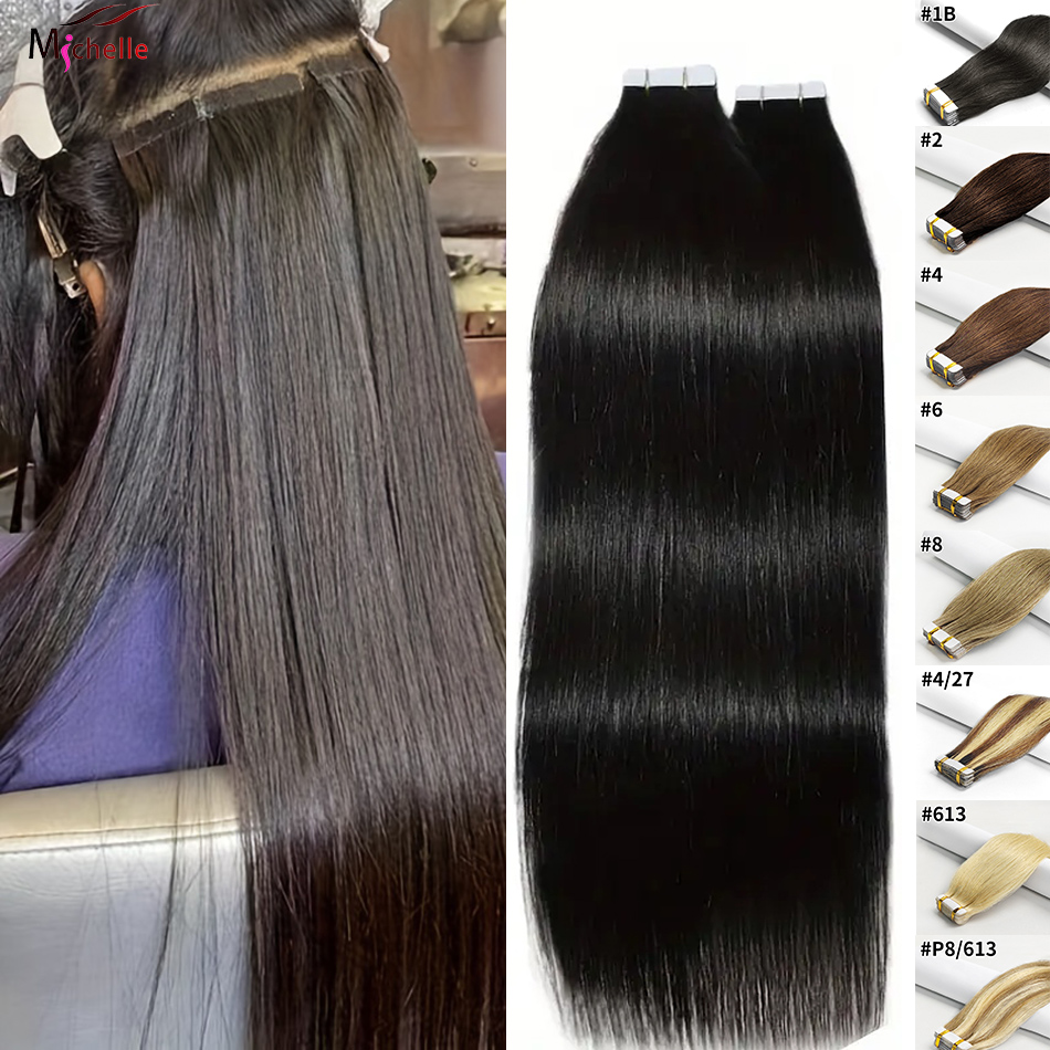 Invisible Tape In Extensions Real Hair - Tape in Hair Extensions Steil Menselijk