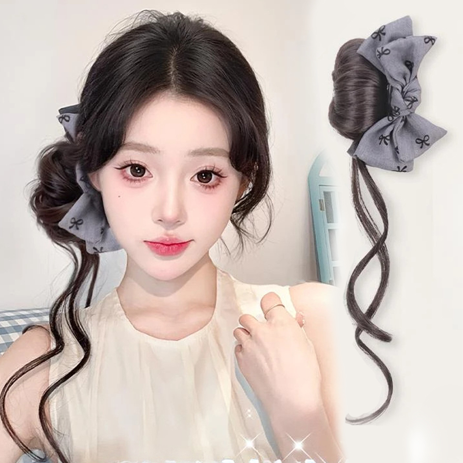 Claw Clip Messy Bun Hair Piece - Synthetisch Haar Broodje Haarverlenging Met Strik