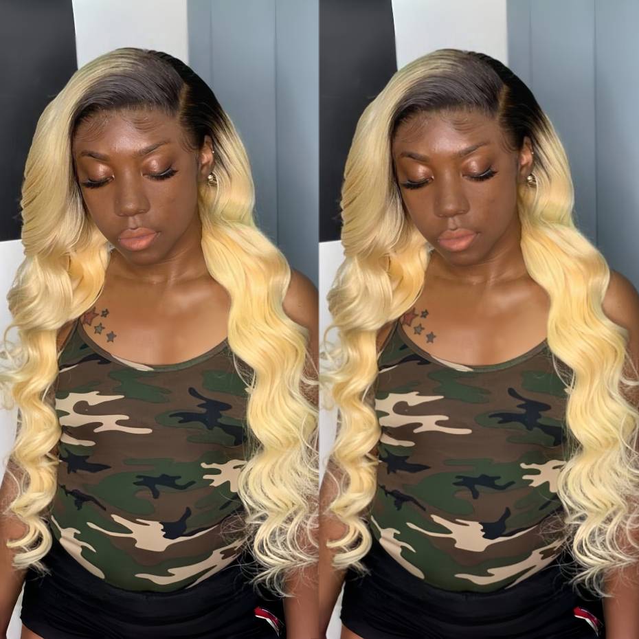 613 Blonde Body Wave Lace Front Wig - 1B 613 Blonde Ombre Haarwerken van