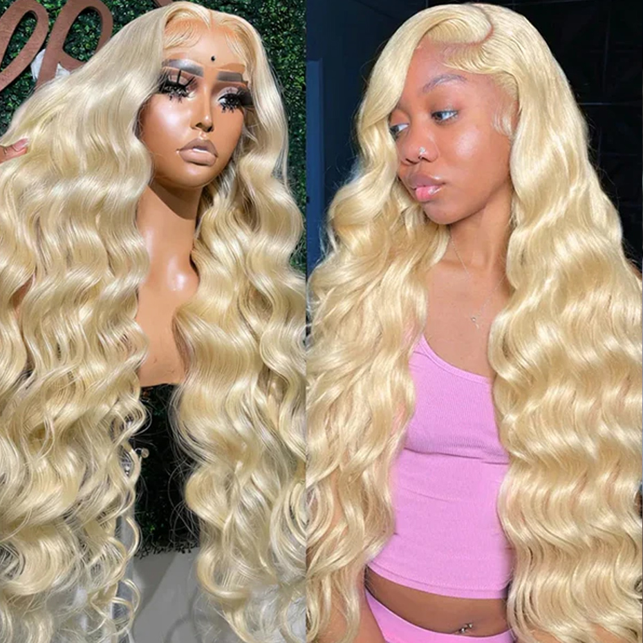 613 Blonde Body Wave Lace Front Wig - 13x6 HD kantfront pruik 613 mensenhaar