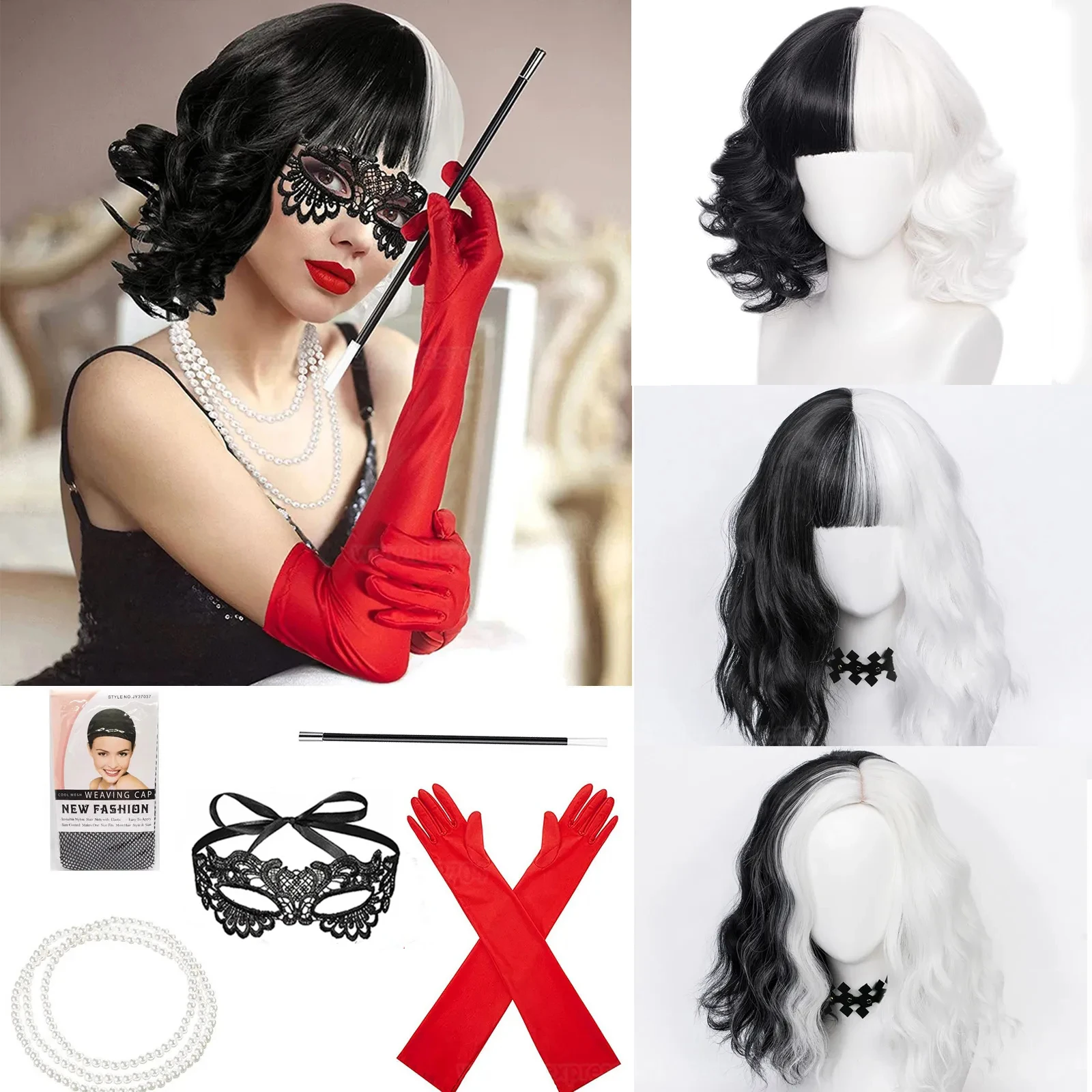 Synthetic Braided Wigs For Black Women - Convention Anime Cruella de Vil Cosplay