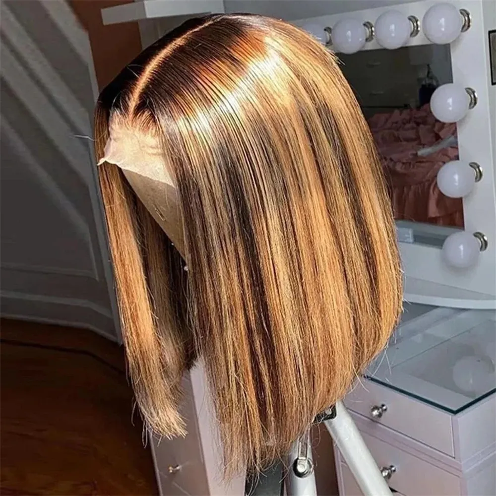 Glueless Wear And Go Human Hair Wig - Honingblonde Bobpruiken van Echt Haar P4/27