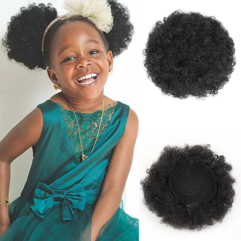 Drawstring Afro Curly Puff Ponytail - 6Inch Afro Bladerdeeg Trekkoord Paardenstaart Synthetische