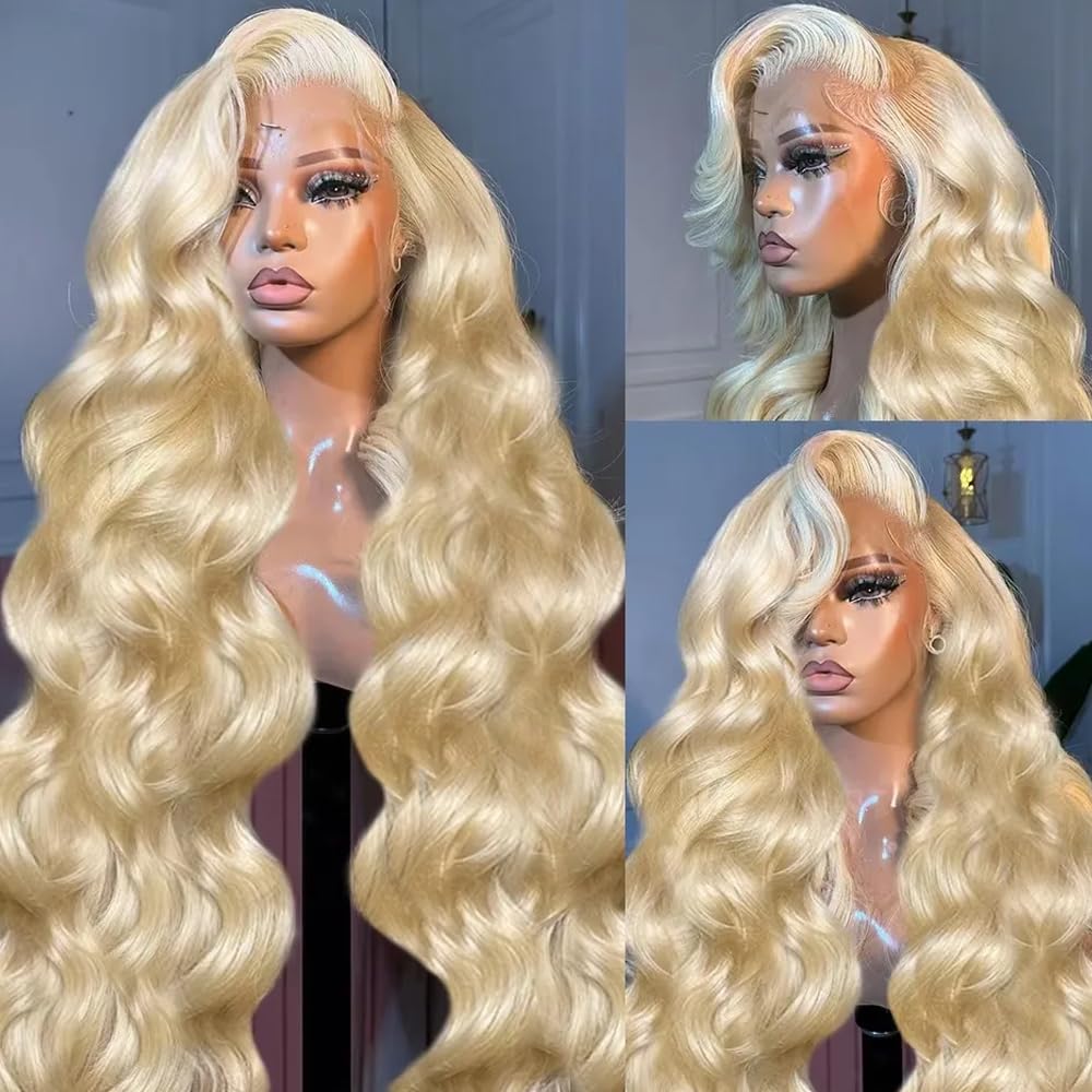 613 Blonde Body Wave Lace Front Wig - # 613 Haarwerk van echt haar,