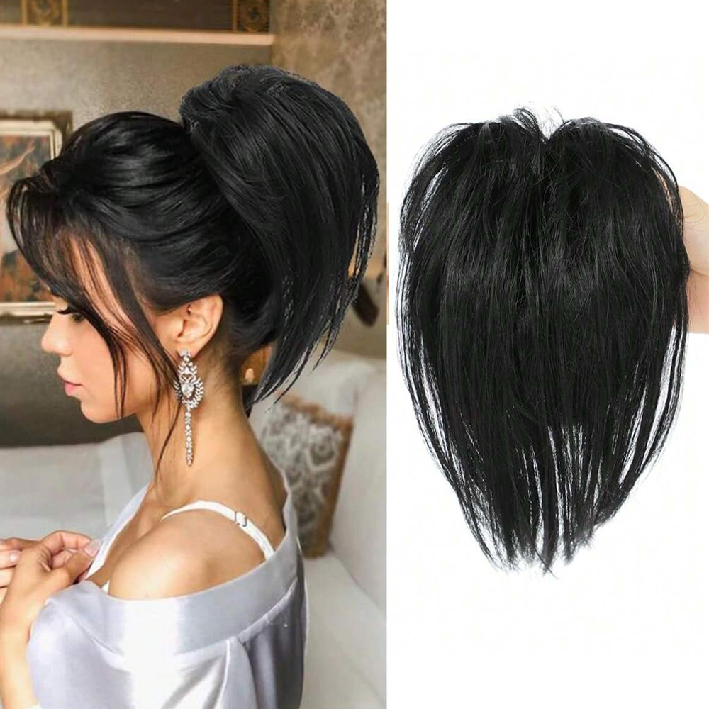 Claw Clip Messy Bun Hair Piece - Synthetische, warrige, rechte paardenstaart, klauw-haar knot,