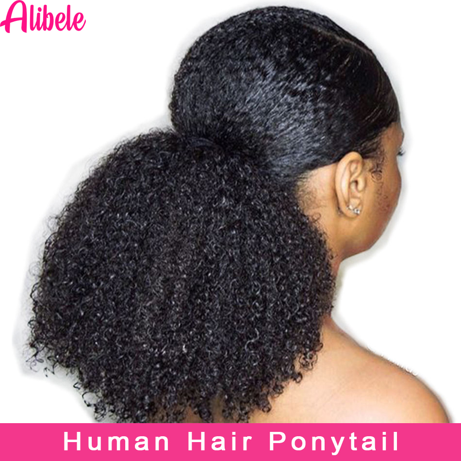 Seamless Clip In Hair Extensions Human Hair - Alibele Mogolian Afro Kinky Krullend Trekkoord