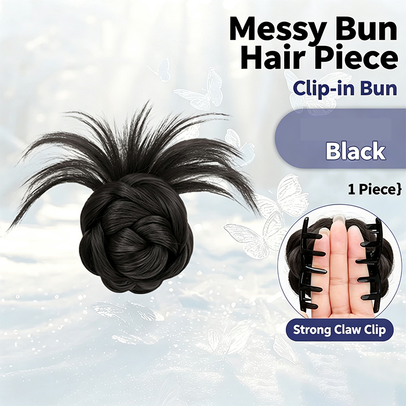 Claw Clip Messy Bun Hair Piece - Pluizig, stugge, rommelige knot met stevige