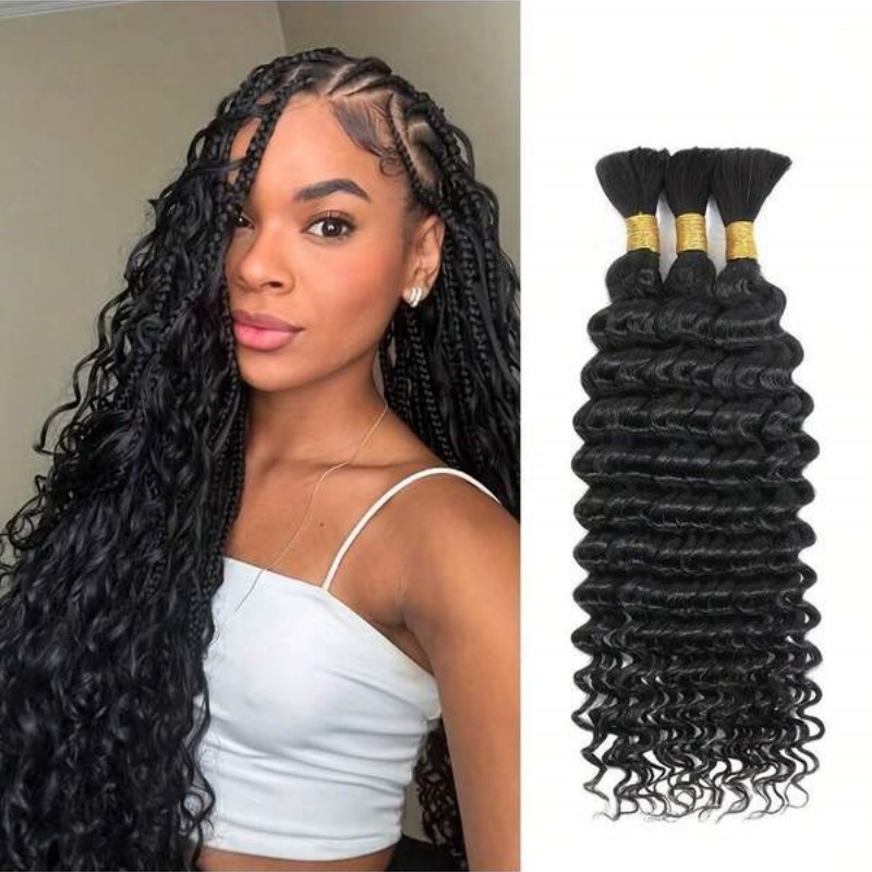 Water Wave Bulk Human Hair For Braiding - 2 bundels watergolf bulk menselijk haarverlenging