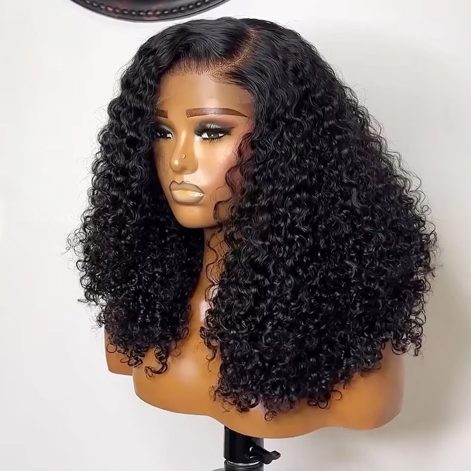 Glueless Wear And Go Human Hair Wig - 230% Kort Krullend Bob 13x4 Kant