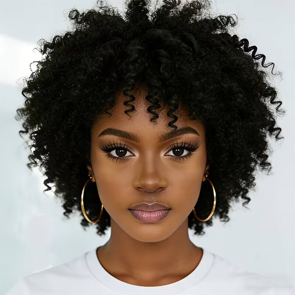 Short Pixie Cut Wig Human Hair Cheap - Korte, kinky krullende pruiken van echt
