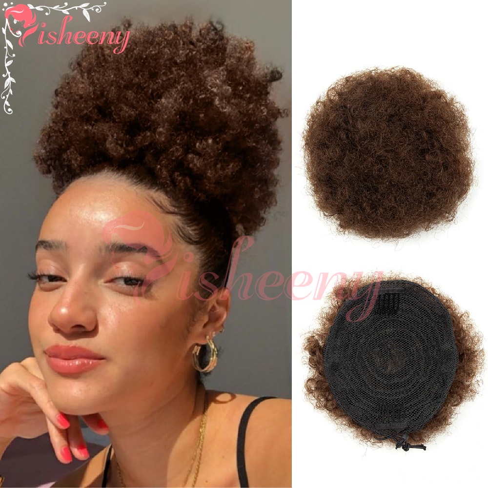 Drawstring Afro Curly Puff Ponytail - Isheeny Kinky Curly Afro Puff Paardenstaart