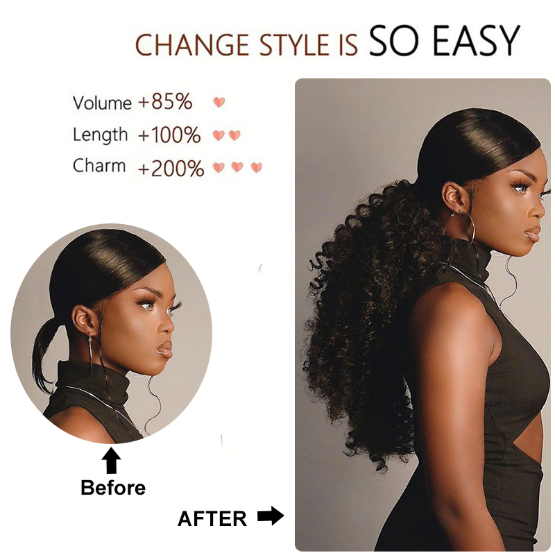 Lang Krullend Trekkoord Paarde - Drawstring Afro Curly Puff Ponytail recensie en prijs