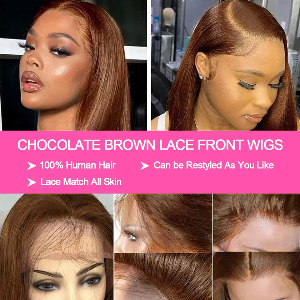 13X4 chocoladebruine rechte bo - Glueless Wear And Go Human Hair Wig recensie en prijs