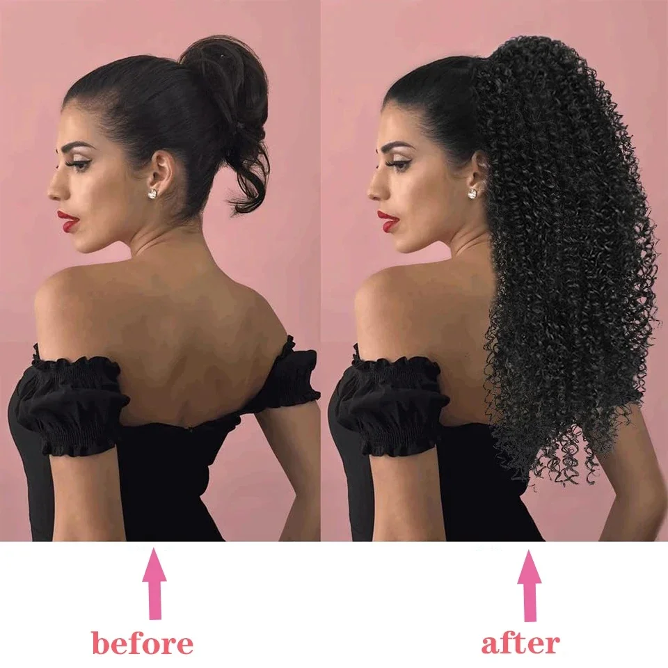 Lange kinky krullende paardens - Drawstring Afro Curly Puff Ponytail recensie en prijs