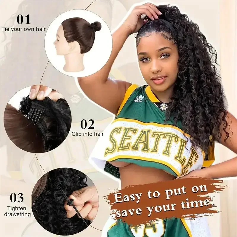 Lange kinky krullende paardens - Drawstring Afro Curly Puff Ponytail recensie en prijs