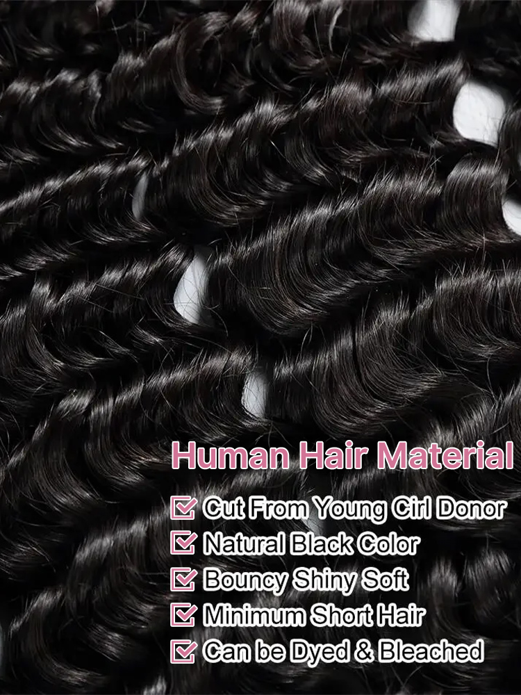 250 Density Deep Wave 4x4 Lace - Water Wave Bulk Human Hair For Braiding recensie en prijs