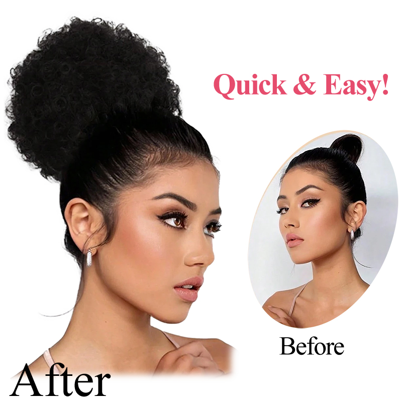 100% Menselijk Haar 8 Inch Kor - Drawstring Afro Curly Puff Ponytail recensie en prijs