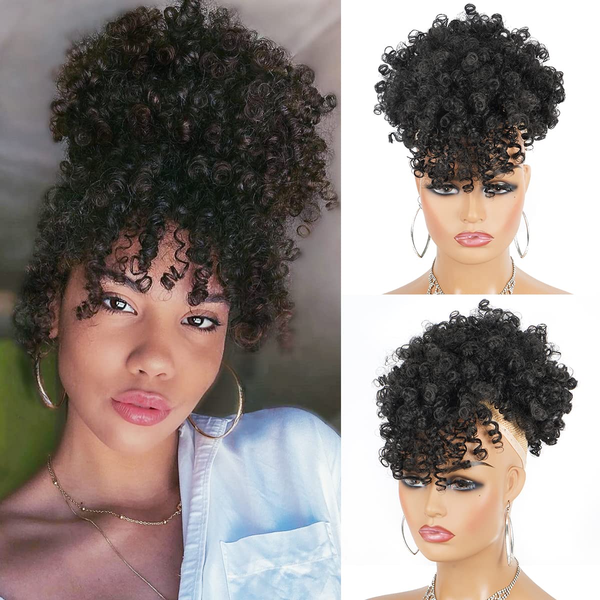 Afro Puff Synthetische Trekkoo - Drawstring Afro Curly Puff Ponytail recensie en prijs