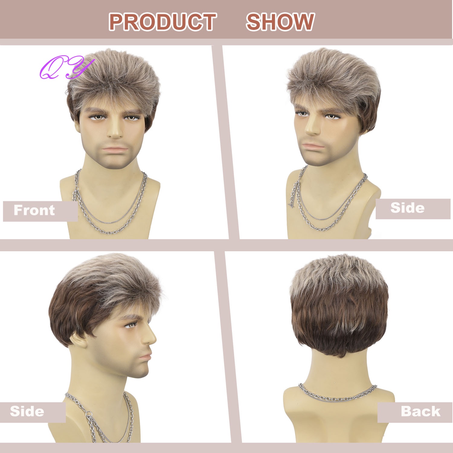 Synthetische korte bruine vlas - Synthetic Wigs recensie en prijs