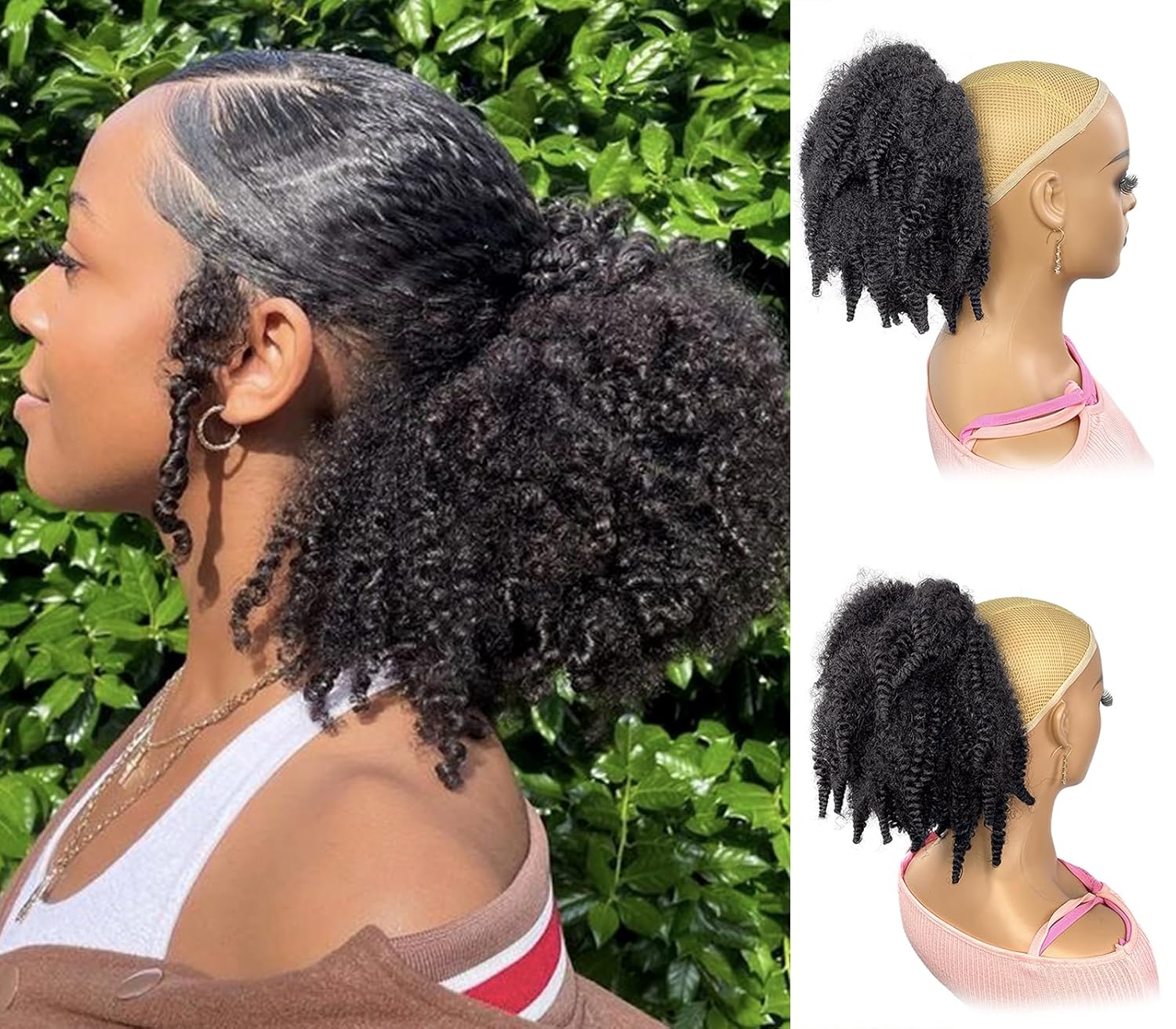 12 inch korte Marley haar draw - Drawstring Afro Curly Puff Ponytail recensie en prijs