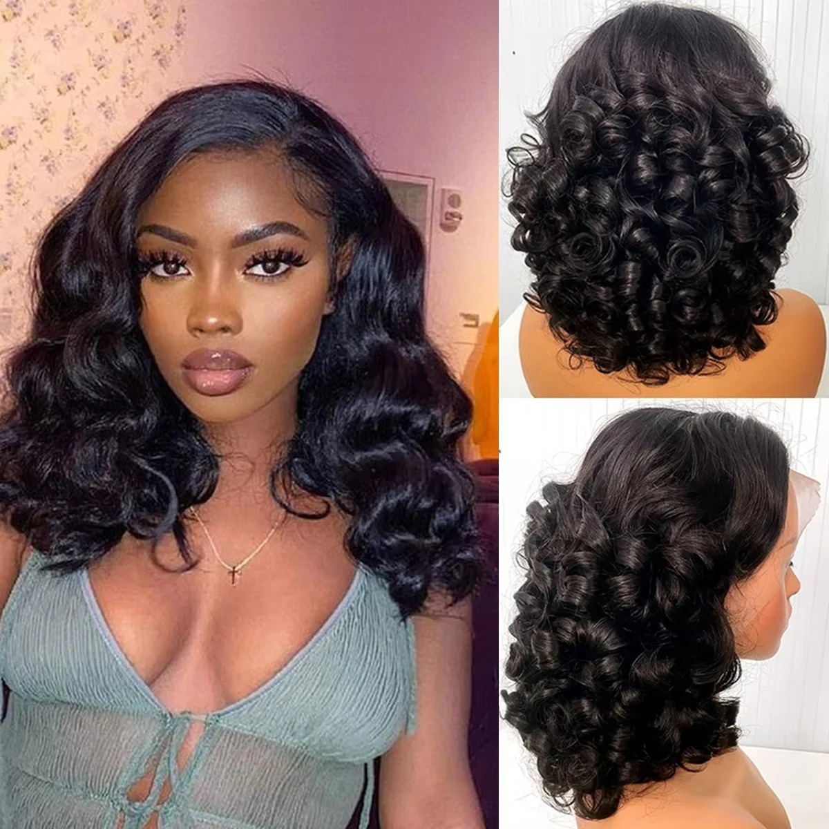 Zwarte korte bob pruik met bod - Pre Parted 13X4 Lace Front Bob Wig recensie en prijs