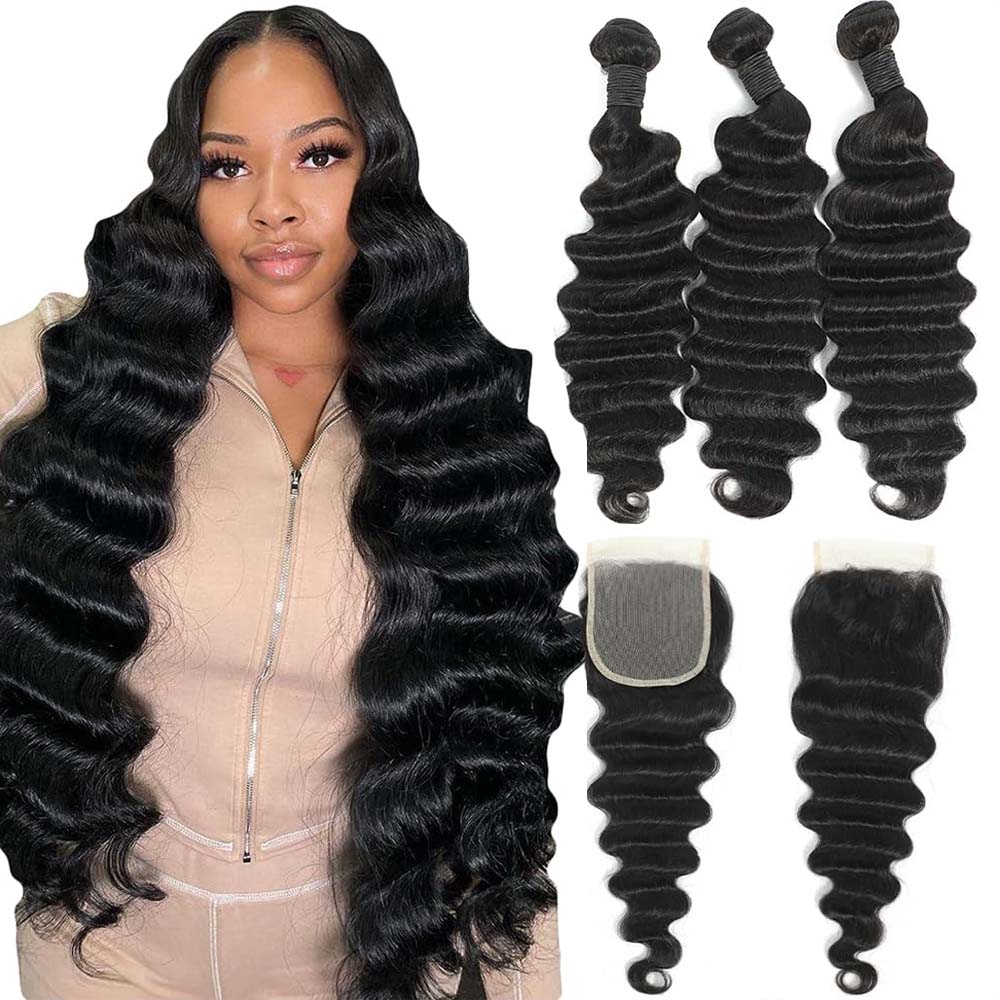 Rauwe losse deep wave haarbund - Deep Wave 3 Bundles With Closure recensie en prijs