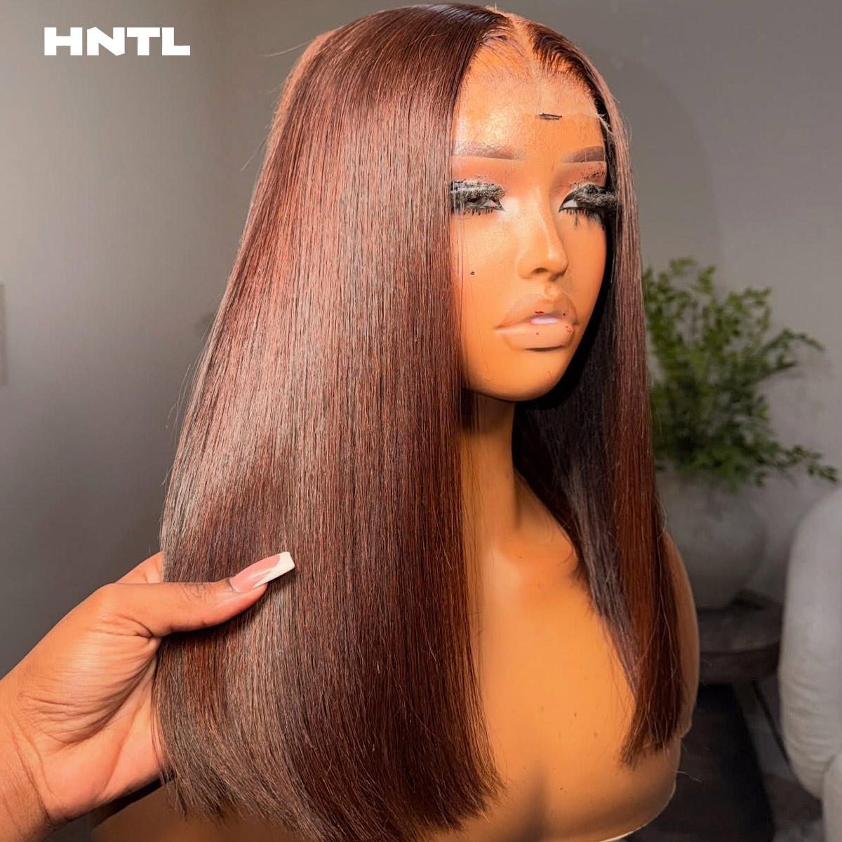 Bruine Bobpruik van echt haar, - Pre Parted 13X4 Lace Front Bob Wig recensie en prijs