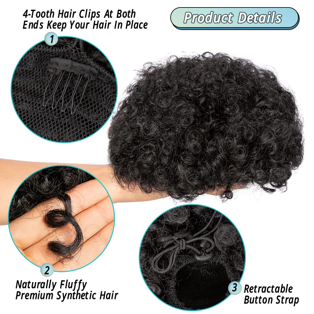 Afro Bladerdeeg Trekkoord Paar - Drawstring Afro Curly Puff Ponytail recensie en prijs