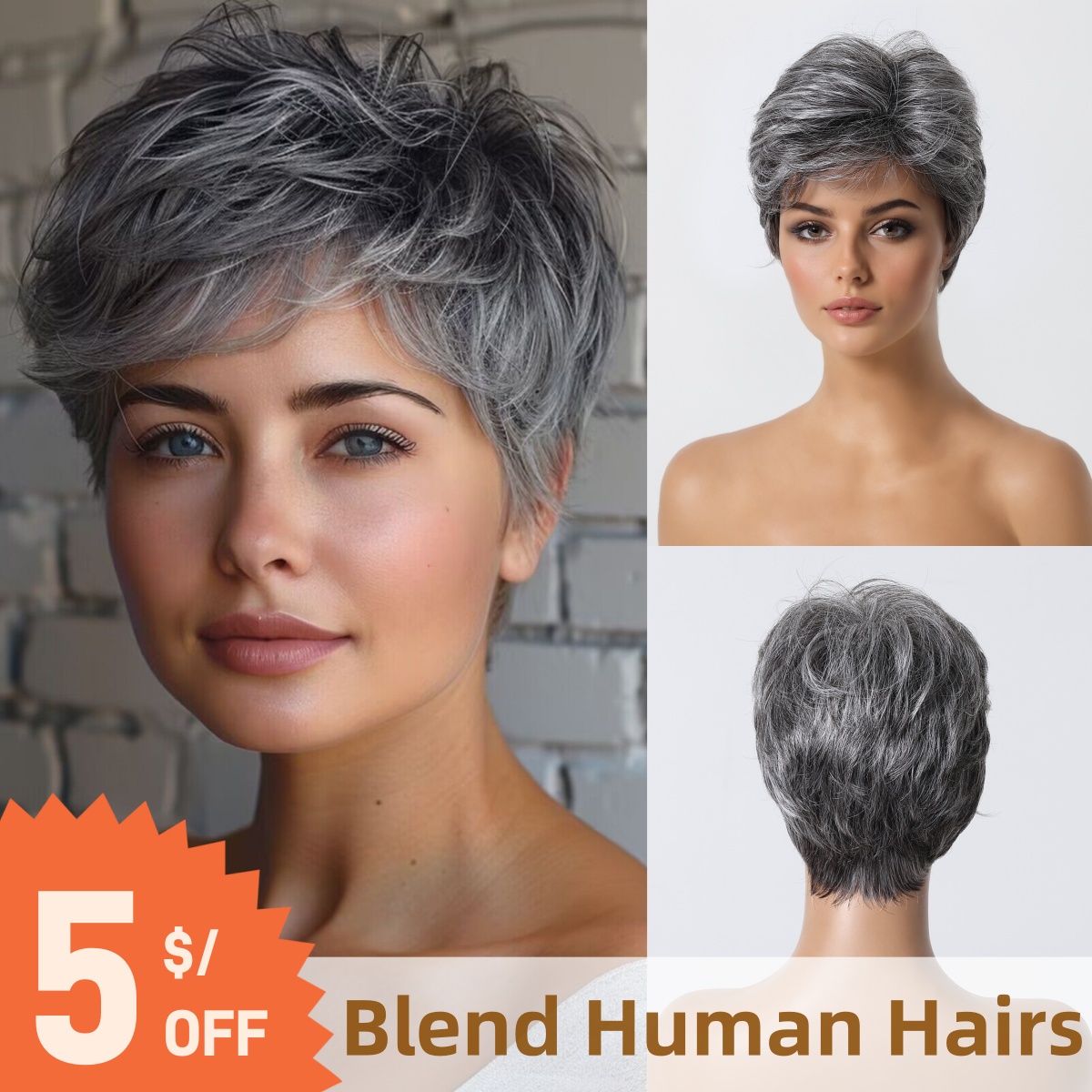 Korte Pixie Cut grijze menseli - Short Pixie Cut Wig Human Hair Cheap recensie en prijs
