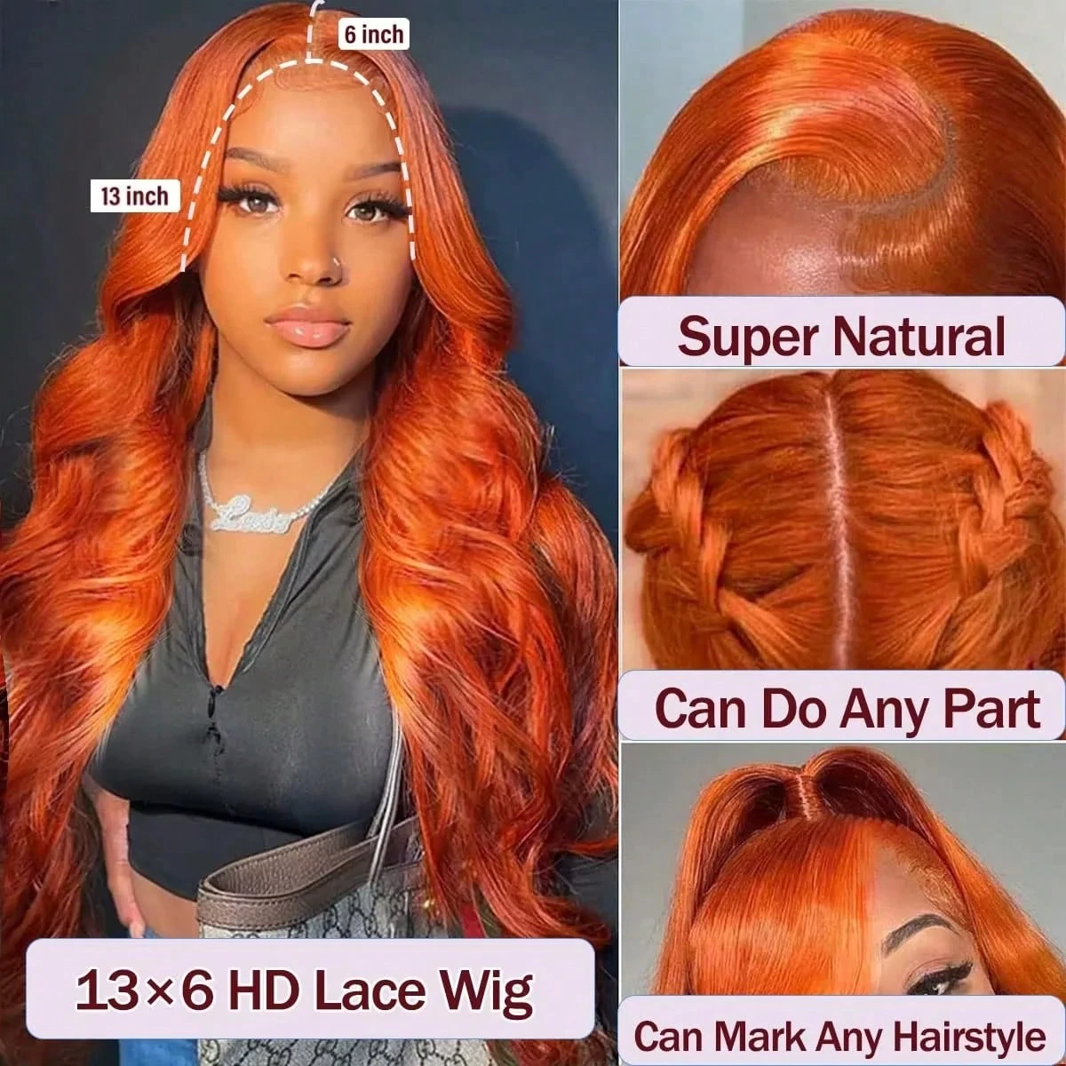 Ginger Orange 13X6 HD kantfron - Hd Lace Frontal Wig Human Hair Pre Plucked recensie en prijs